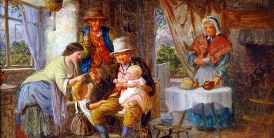 David Hardy - Family In A Cottage Interior