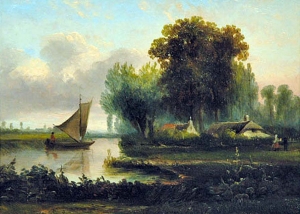 Hermanus Jan Hendrick Rijkelijkhuysen - Dutch House By The Riverside