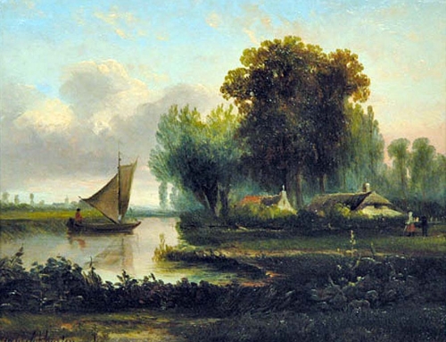 Hermanus Jan Hendrick Rijkelijkhuysen – Dutch House By The Riverside