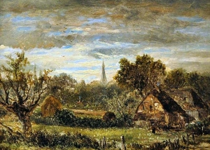 Joseph Thors - Sunset Over Weybridge Church